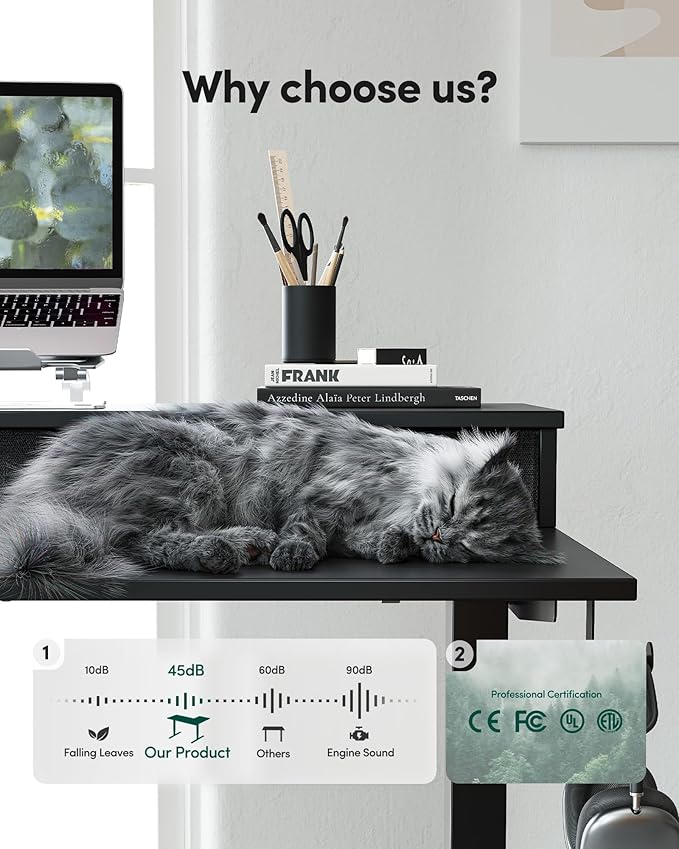 FEZIBO L Shaped Electric Standing Desk, 63 x48 inch Large with Drawers | Reversible Tabletop, 2 Memory Height Settings | Home Office & Gaming Height-Adjustable Table, Black Top/Black Frame