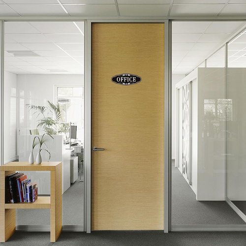 Modern Office Sign Sticker - Self-Adhesive, Waterproof & Fade-Resistant | Black for Home & Business