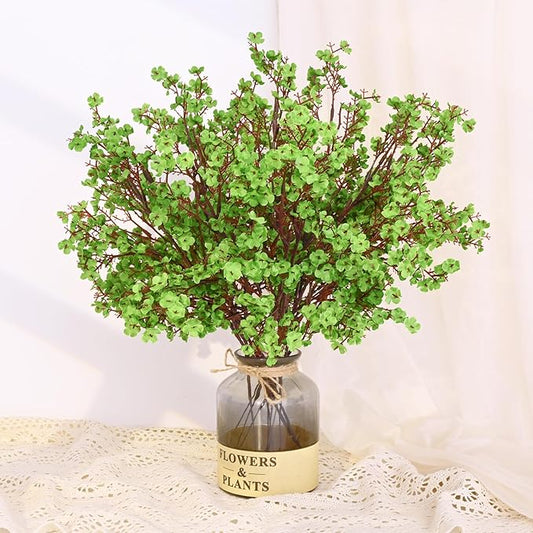 Yastouay 10 Pcs St Patricks Day Decorations, Silk Green Flowers Babys Breath Flowers Artificial Bulk, Spring Fowers Artificial for Decoration for DIY Home Centerpiece Table Decor