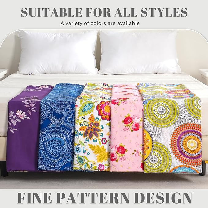 Bedlifes Twin Sheet Set Ultra Soft, Breathable, Silky Flower Deep Pocket 100% Microfiber Bedding, 3 Piece Twin Size White Floral