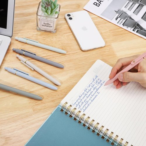 Ddaowanx Gel Pens - 0.5mm Fine Point Quick-Dry Blue Ink | Smooth Writing, Colorful Barrels (6 Pcs)