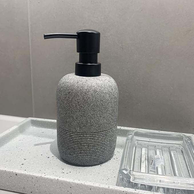 GalDal 2pcs/Set Grey Soap Lotion Dispenser with A Spare Pump,Liquid Hand Soap Dispenser Sets for Bathroom Countertop, Soap Dispenser for Kitchen.