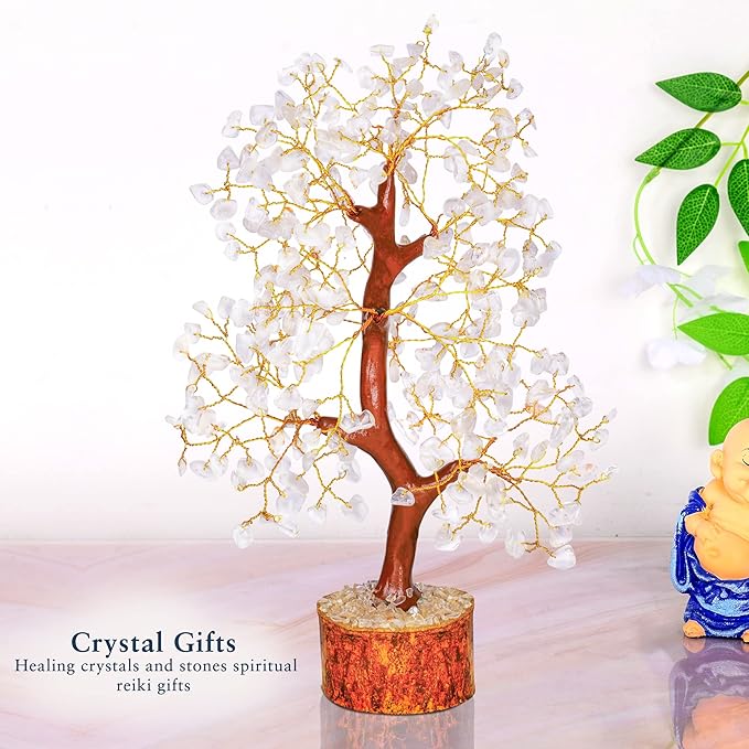 YATHABI Clear Quartz Crystal - Feng Shui Money Bonsai Tree - Natural Gemstones - Spiritual Trees - Chakra Crystal Tree of Life - Positive Energy Stones and Crystals