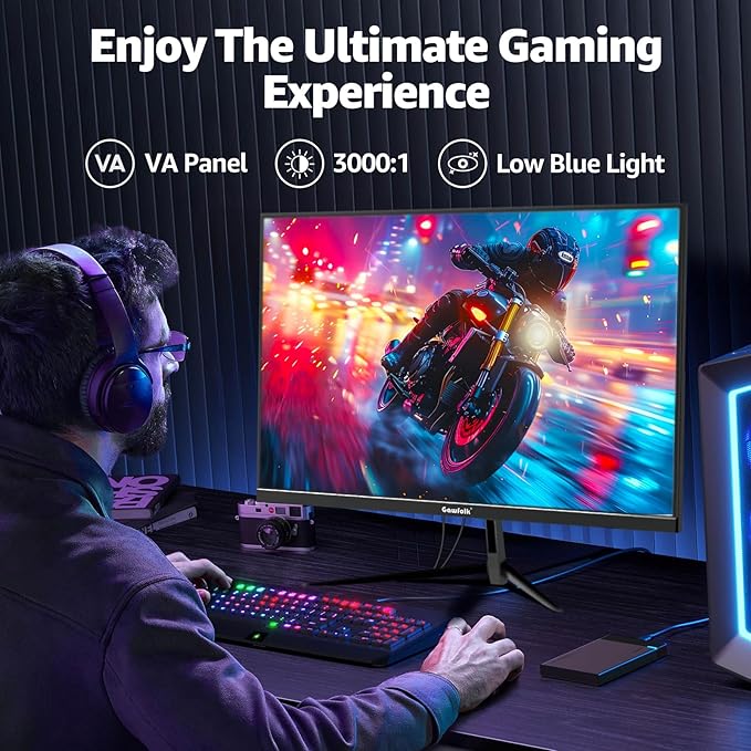 Gawfolk 32 Inch Curved Gaming Monitor, 180Hz QHD (2560x1440) 2K Computer Monitor with FreeSync, DisplayPort, HDMI, Wall Mountable, Eye Care for Home Office & Gaming
