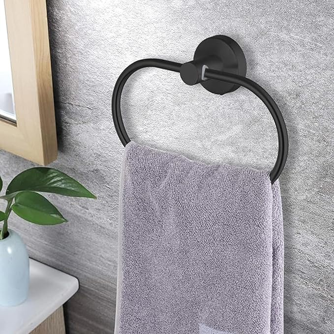 Black Bathroom Accessories Set, 7 Pieces Black Towel Bar Bathroom Hardware Set, 24 Inch Towel Racks for Bathroom, SUS304 Stainless Steel Bathroom Towel Holder Toilet Paper Holder Wall Mounted