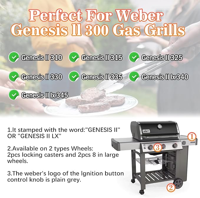 66040 Flavorizer Bars with Heat Deflector for Weber Genesis II 300 /LX 300 Series, Genesis II E-310 E-315 E-335 GS4 Flavor Bars Replacement Parts Genesis II 300 Series LX S-340 II S-310 II S-335