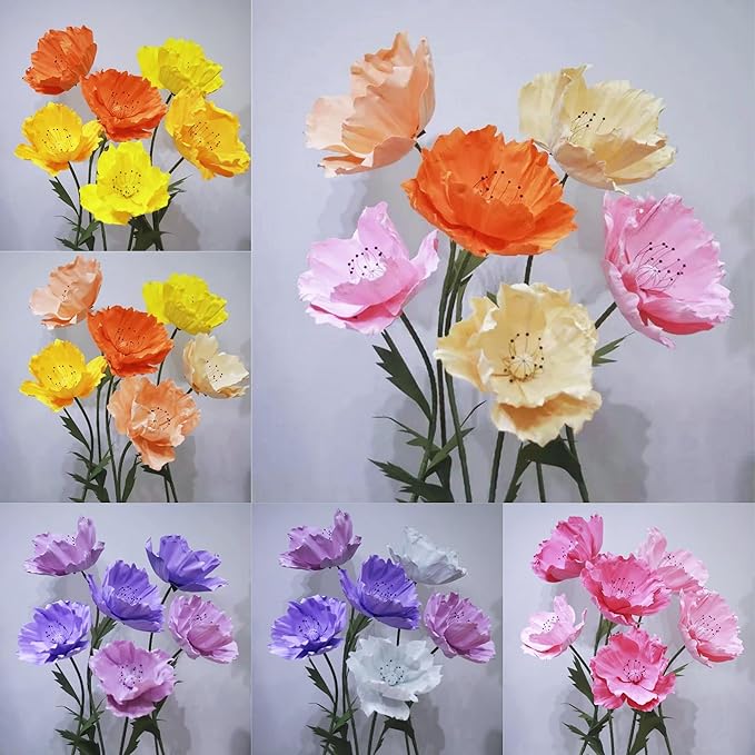 Giant Artificial Flower for Decoration, 6 Pcs/Set EVA Artificial Flower for Wedding Birthday Christmas Party Banquet Backdrop Decor Photography Props Shop Window Display