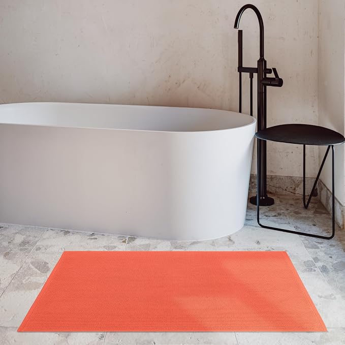 Cotton Paradise 100% Cotton Turkish Bathmat Rug, Soft Absorbent Quick Dry Non Slip, 20x34 Bathmat Rug, Coral