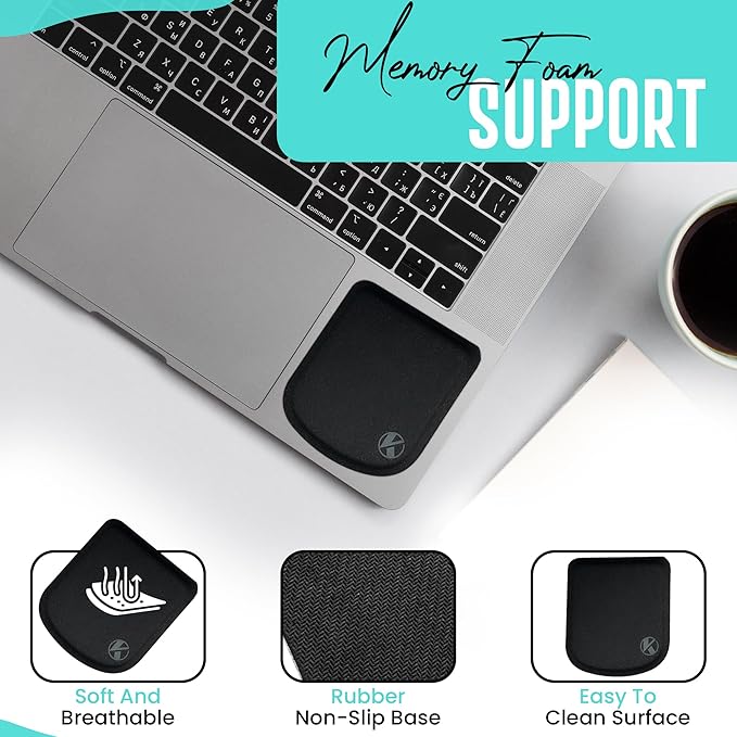 KOVEHN Ultra-Thin Portable Laptop Wrist Rest Pads (Onyx Black)