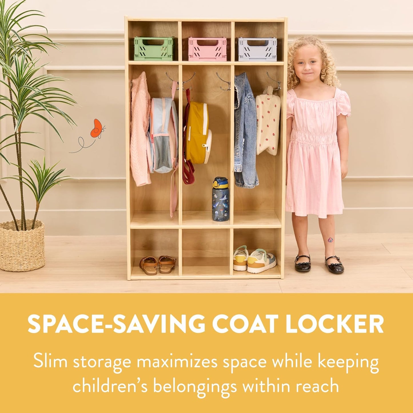 Sleekline 3-Section Coat Locker - Stylish Kids Storage Furniture in Natural Finish