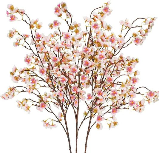Uieke Silk Cherry Blossom Branches, 40.5in Artificial Cherry Blossom Flowers Long Stems Fake Flowers Vase Arrangements for Wedding Home Japanese Decor, Set of 8, Pink