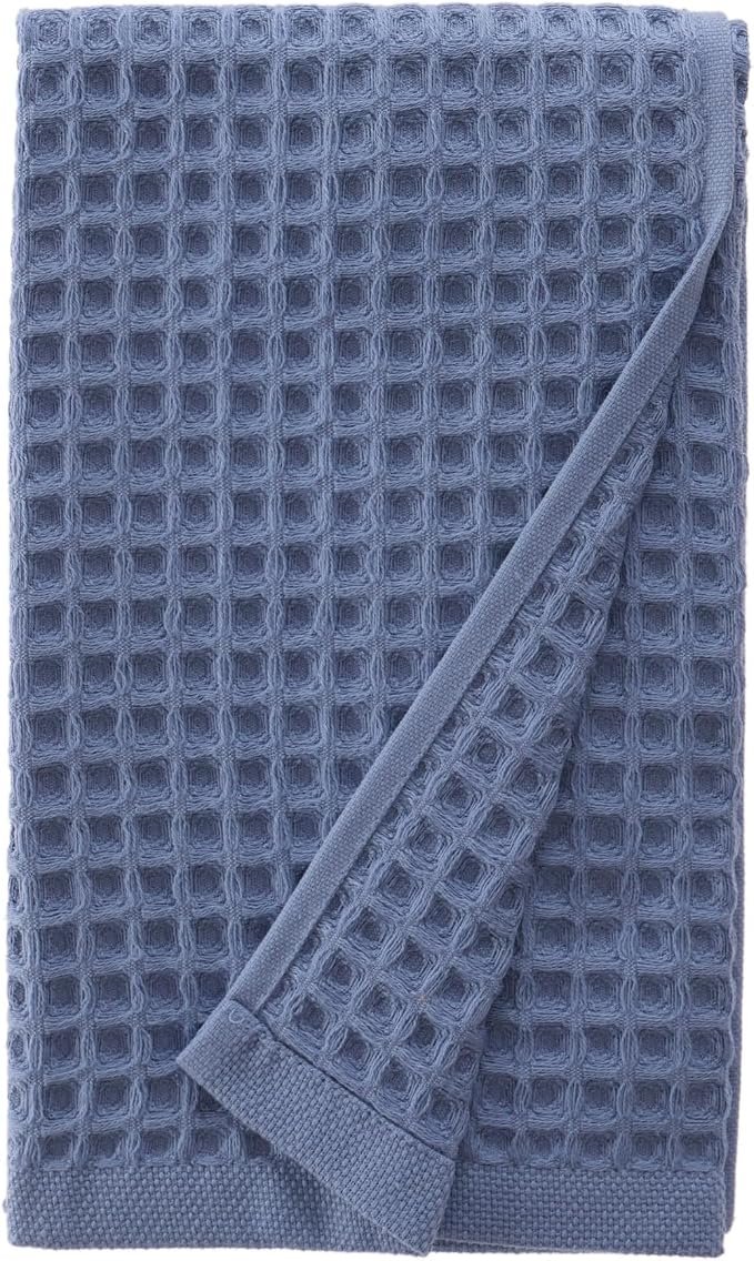 sea me at home Waffle Hand Towel – 100% Turkish Cotton, Quick-Dry, Soft and Absorbent Bathroom Towel (Denim)