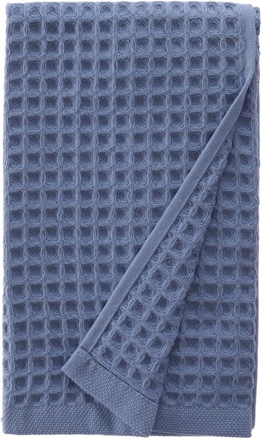 sea me at home Waffle Hand Towel – 100% Turkish Cotton, Quick-Dry, Soft and Absorbent Bathroom Towel (Denim)