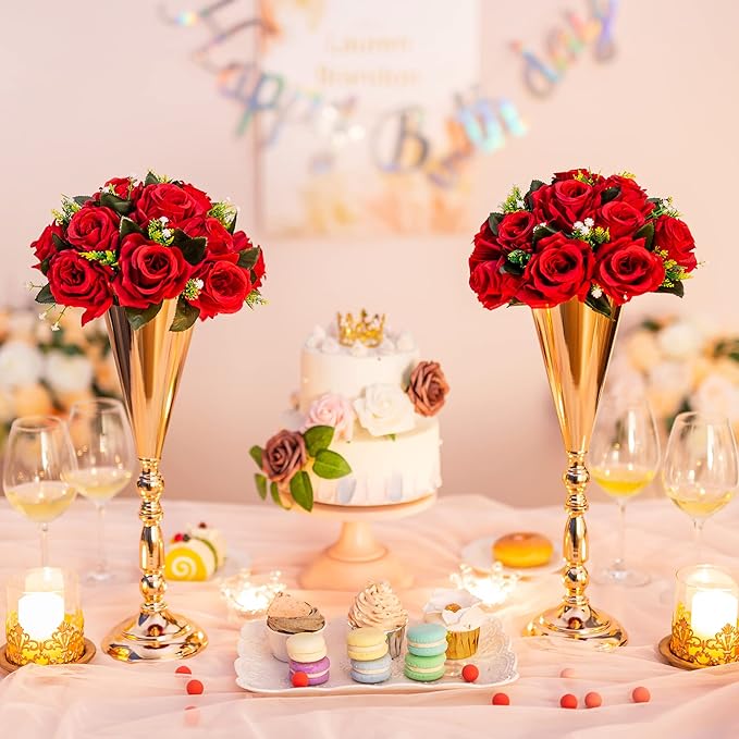 Flower Centerpieces for Wedding Tables: Wedding Table Decorations Crimson Flower Balls Centerpieces for Engagement Cerebration Party Center Pieces 6 Packs