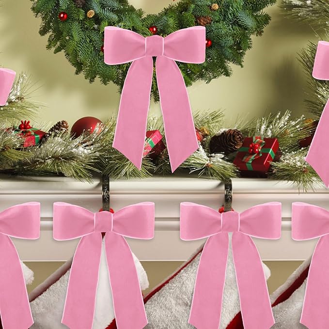 10 Yards Pink Velvet Ribbon 1 1/2 Inch for Christmas Tree,Light Pink Velvet Christmas Ribbon for Gift Wrapping Crafts Bow Wreath Holiday Decorations (Pink)