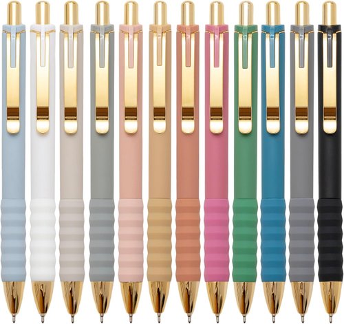 Linbsunne Ballpoint Pens - Black Medium Point 1mm with Super Soft Grip | 12-Pack for Men & Women