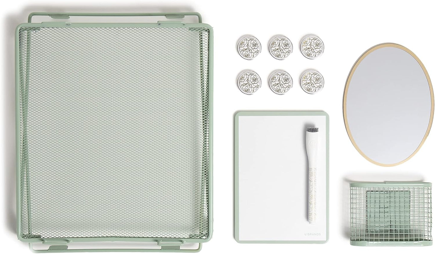 U Brands Urban Garden Locker Accessory Kit - Magnetic Mirror, Whiteboard & Organizer | Stylish Shelf Included