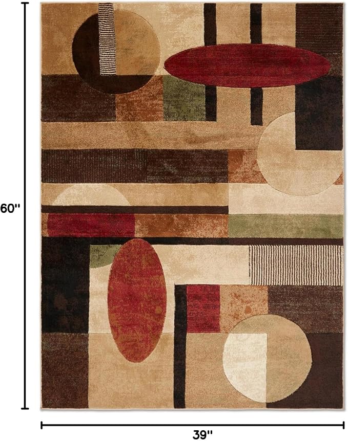 Home Dynamix Tribeca Jasmine Modern Area Rug, Abstract Brown/Red, 39"x55"