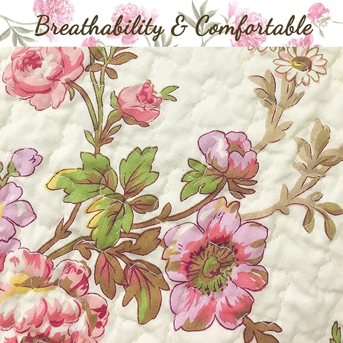 Cozy Line Home Fashions Perry Mustard Yellow Floral Blooming Flower Printed 100% Cotton Vintage Quilt Bedding Set Reversible Coverlet Bedspread (Camellia, King - 3 Piece)