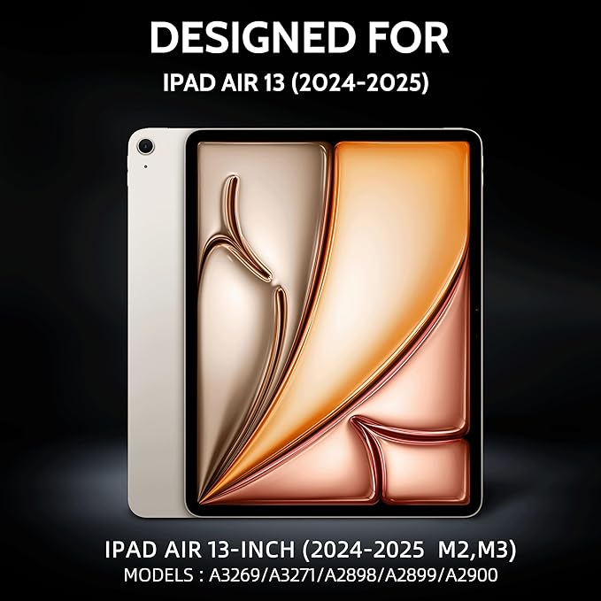 Peslv 360° Privacy Screen for iPad Air 13 Inch 2024/2025 (M2/M3, 6th/7th Gen), Anti Glare Blue Light Spy Filter Private Cover, High Sensitive Bubble-Free Easy Install Black Security Protector