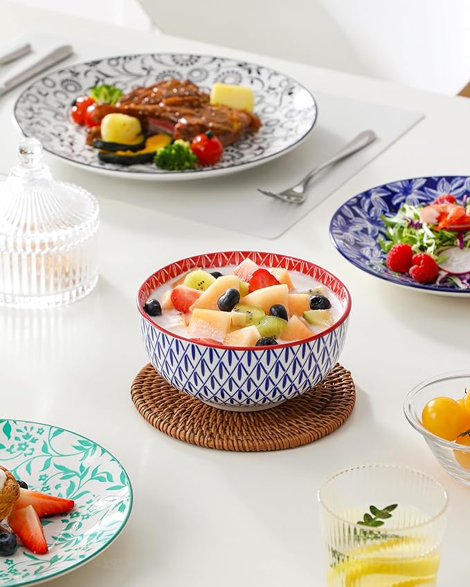 vancasso SELENE Plates and Bowls Set for 4, 12 Pieces Dinnerware Sets, Mircowave and Dishwasher Safe Dishes Set, Porcelain Muted Dinnerware