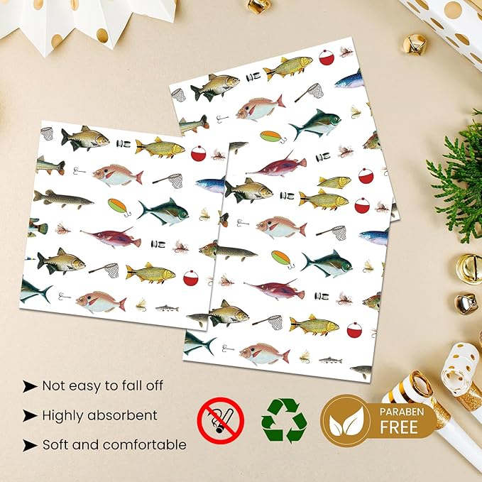 40 Pcs Fishing Plates and Napkins Party Supplies, Fishing Birthday Paper Plates and Napkins Disposable Tableware Set for Ofishally One Birthday Decorations Serves 20