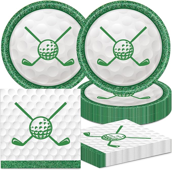 Golf Party Decorations Birthday Decor Serve 20 Green Sports Theme Plates and Napkins Set Supplies for Baby Shower 40Pcs Golf Birthday Decorations
