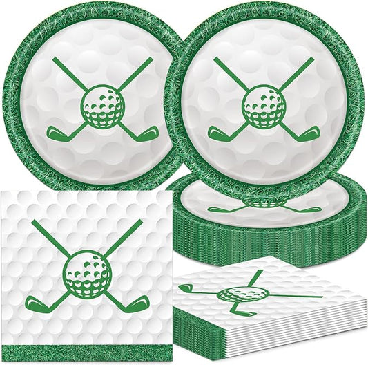 Golf Party Decorations Birthday Decor Serve 20 Green Sports Theme Plates and Napkins Set Supplies for Baby Shower 40Pcs Golf Birthday Decorations