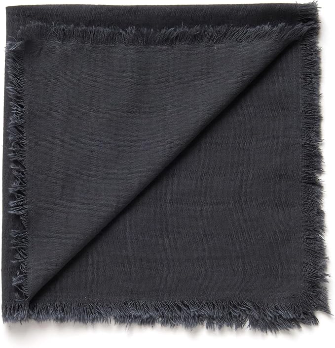ACCENTHOME Grey Cotton Linen Napkin Set of 12 18x18 inch Dinner Napkins - Washable Soft Premium Hotel Quality Reusable Hemmed Edges Napkins Perfect Table Linens for Family Dinners, Weddings