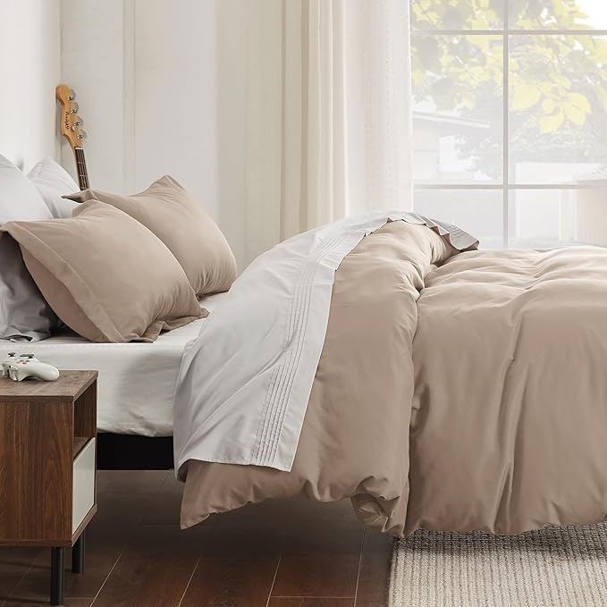 Bedsure Duvet Cover Full Size - Soft Double Brushed Bedding Set for Kids & Adults, Zipper Closure, 3 Pieces, Includes 1 Duvet Cover (80"x90") & 2 Pillow Shams, NO Comforter, Hazel