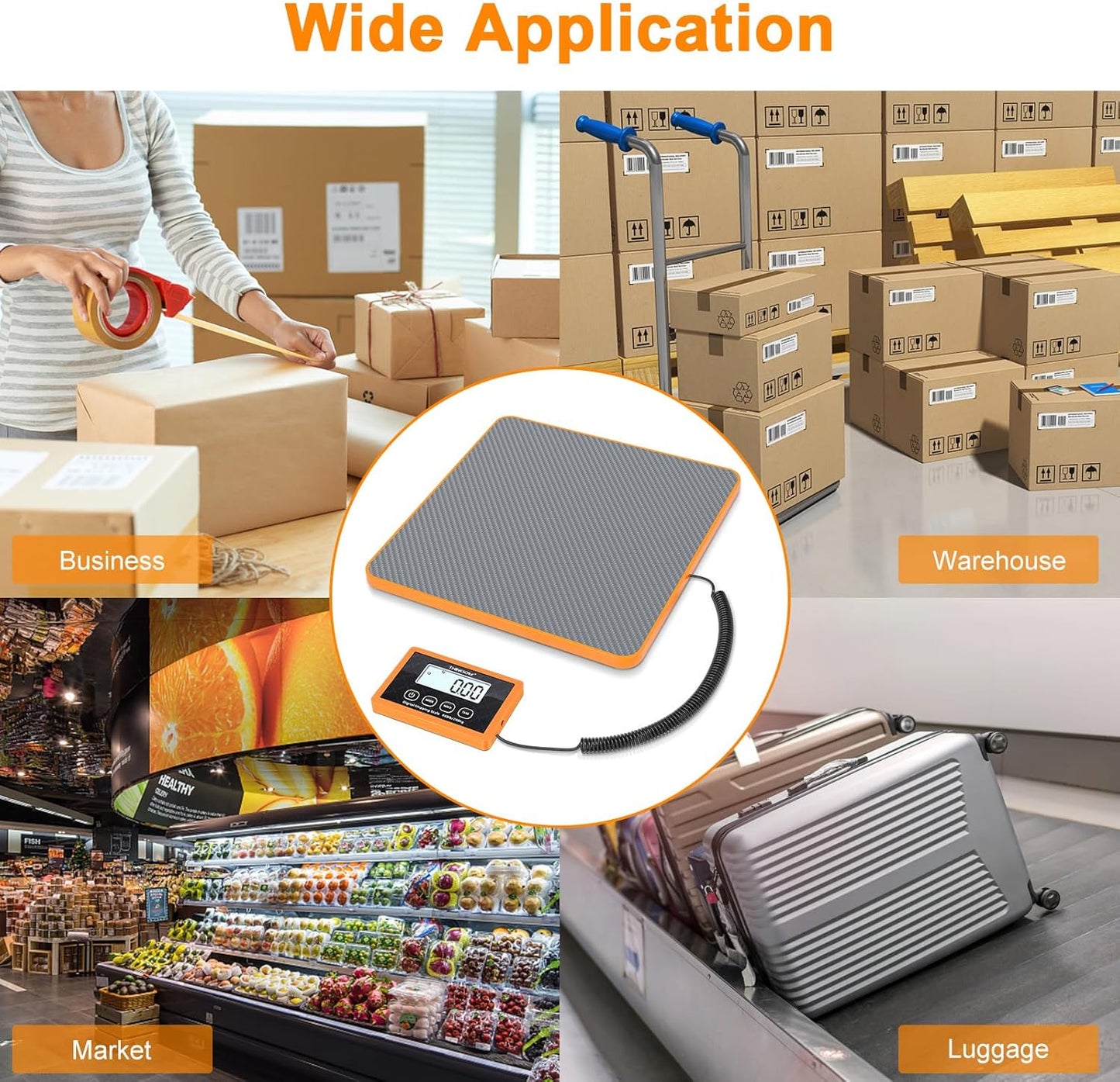THINKSCALE Shipping Scale - 440lb Capacity Precision Postal Scale for Packages & Luggage | Battery & AC Adapter Included