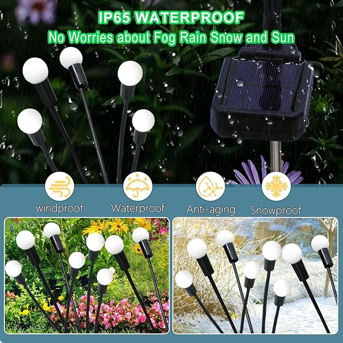 Kohlrabi Solar Garden Lights Outdoor, 4 Pack 40 LED Solar Firefly Lights Waterproof, Sway by Wind, Swaying Light for Yard Patio Backyard Garden Planter Flower Bed Pathway Outdoor Decoration