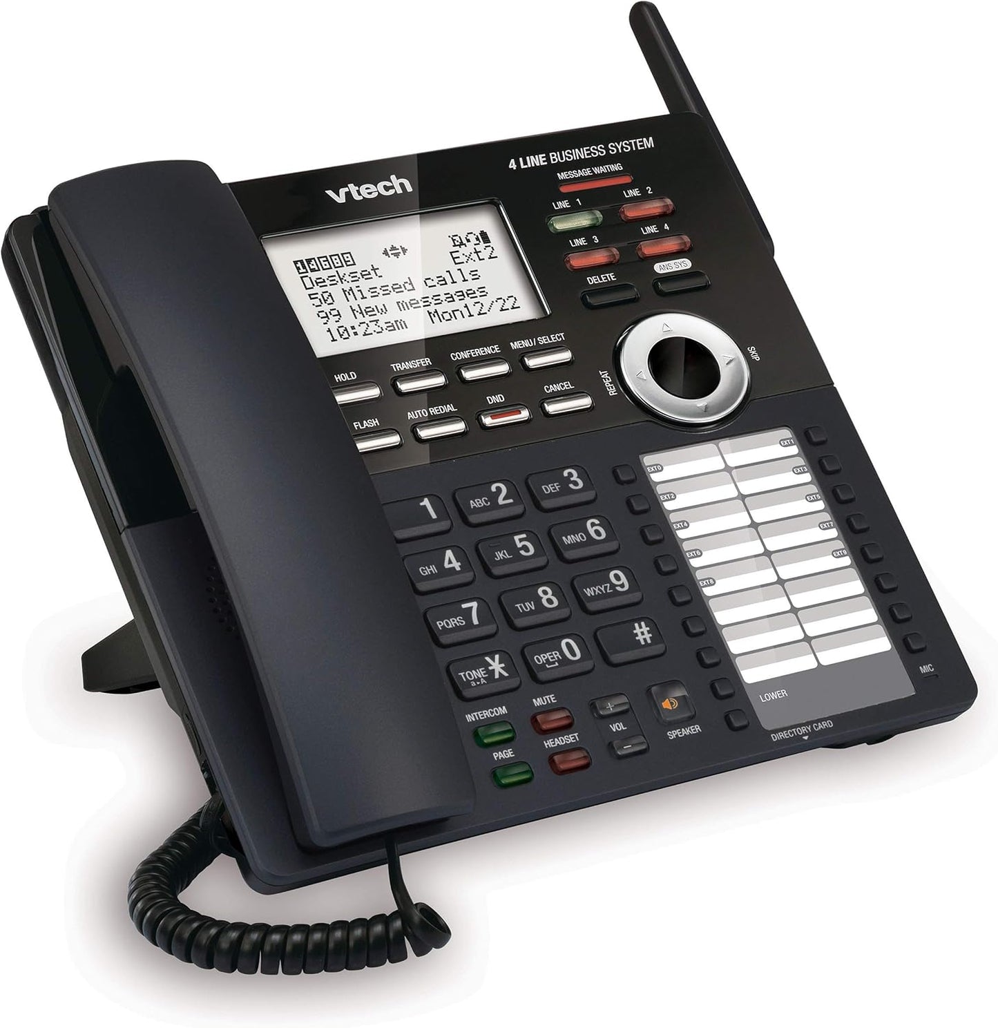 VTech AM18247 Extension Deskset - Compatible with AM18447 Small Business System | Sleek Black Design