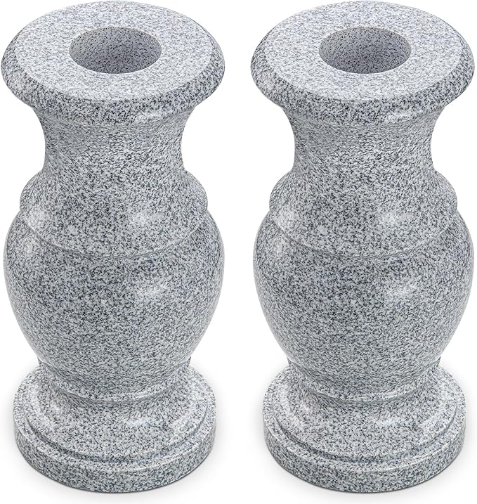 Cemetery Vase, Memorial Flower Vases Flowers Holders with Draining Holes for Home Tabletop, Cemetery Flowers, Memorial Grave Headstone Decorations (2Pcs, 9.8 inches)