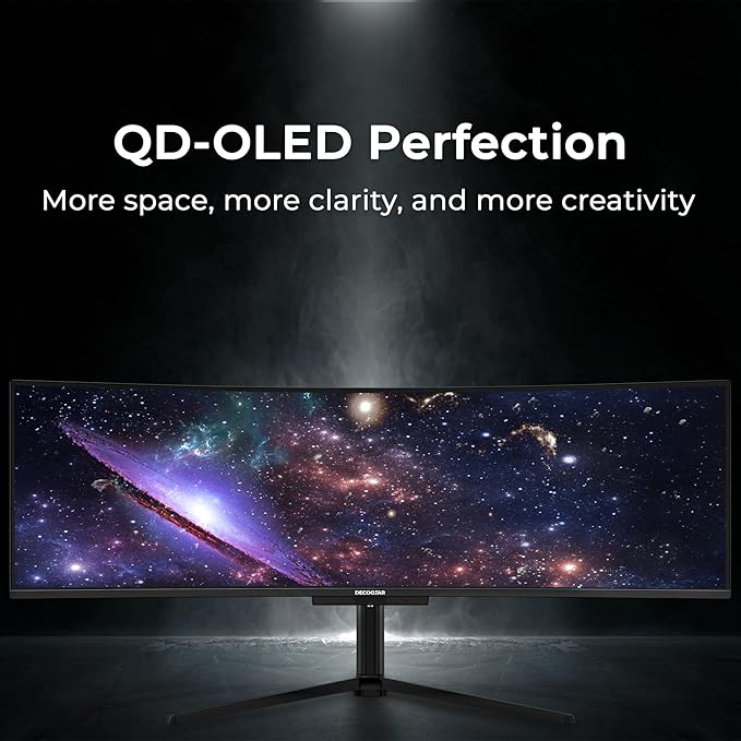 Deco Gear 49" QD-OLED 240Hz Curved Ultrawide Gaming Monitor - 5120×1440 DQHD, 32:9 Dual-QHD Display, 0.03 ms Response, HDR400 True Black, 90W USB-C, KVM, Adaptive Sync, RGB Lighting