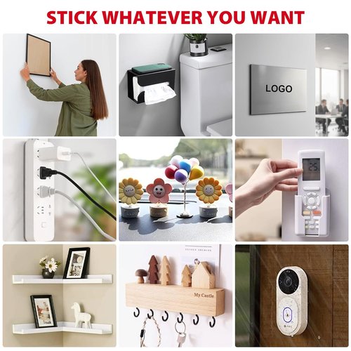 Sinfuo Heavy-Duty Double-Sided Tape - Removable Nano Adhesive for Picture Hanging | 22 Ft Clear Strips