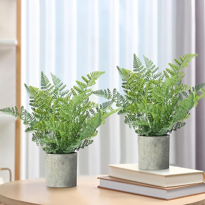 2 Pack Small Fake Plants Potted Artificial Plants Indoor for Home Decor Office Room Farmhouse Indoor Table Bathroom Decor