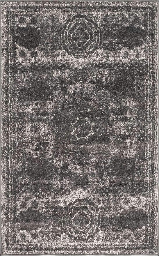 Unique Loom Bromley Collection Area Rug - Wells (3' 3" x 5' 3" Rectangle, Dark Gray/ Gray)