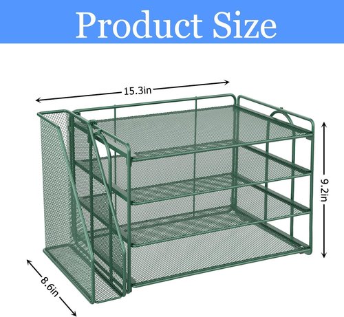 Gianotter 4-Tier Paper Organizer - Stylish Desk Accessory with Magazine Holder | Green Finish