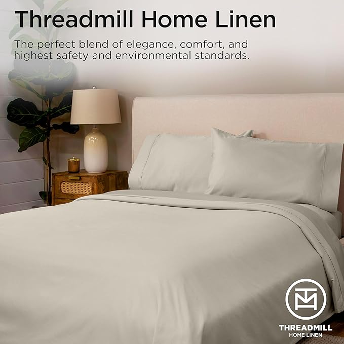 Threadmill Supima King Size Sheets, 1200 Thread Count, 4 Piece American Luxury Bed Sheets for King Mattress, 5 Star Hotel Quality Cotton Sheets with Elasticized Extra Deep Pocket, Taupe