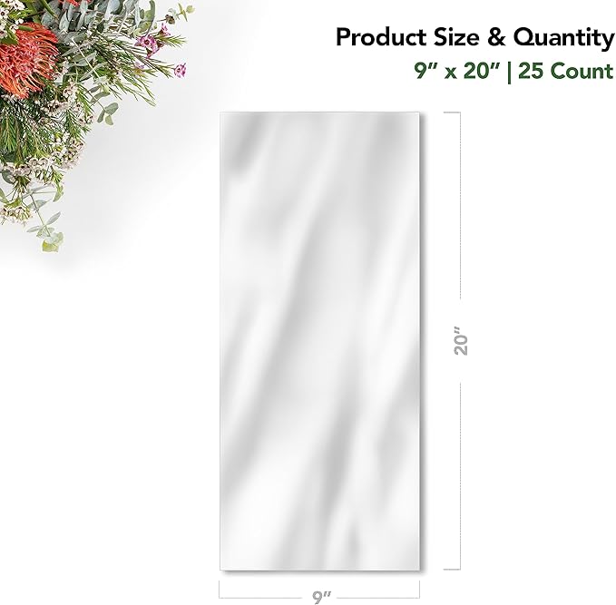 Extra Large Cellophane Bags (Ribbon and Basket Not Included) – 9" x 20" (25 Count) – Clear Basket Wrapping Bags, Cellophane Gift Bags