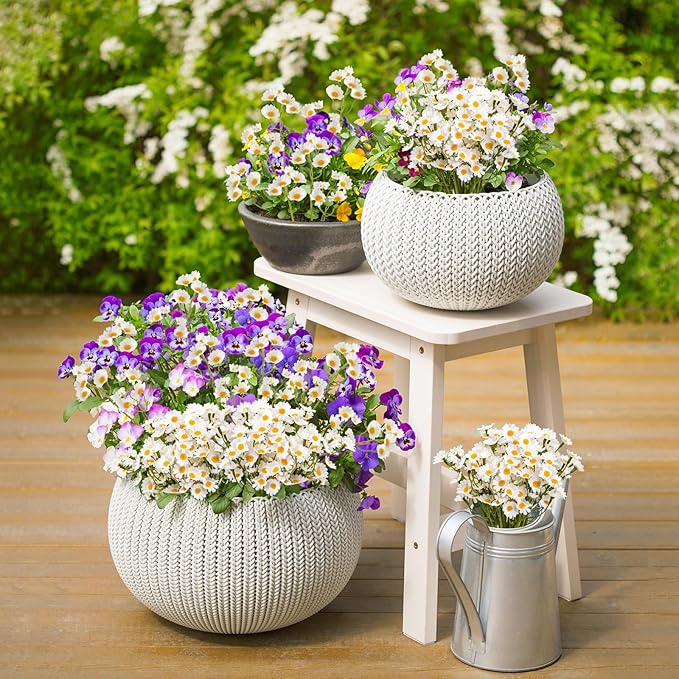 72Pcs Artificial White Daisy Flowers, 12 Bundles 10 Inch Small Fake Daisies for Home Summer Decor, Fake Spring Wild Flowers for Party Decoration
