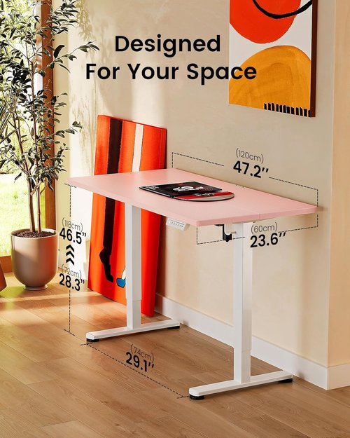 ErGear Adjustable Electric Standing Desk - 48"x24" Sit-Stand Home Office Desk in Pink