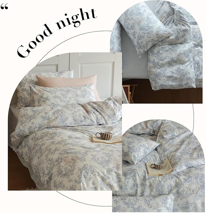 LifeTB Vintage Boho Floral Duvet Cover Twin Chic Flower Print Bedding Set Farmhouse Cabin Country Style Floral Comforter Cover with 2 Pillowcases Cotton Floral Cottagecore Bedding Collection
