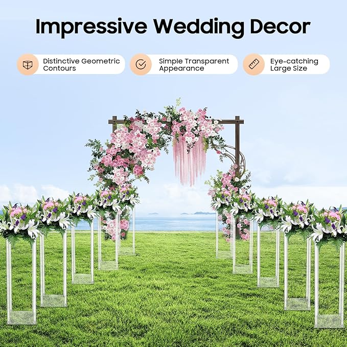 10PCS Flower Display Stand,Acrylic Wedding Centerpieces Vase Column Flower Holder,23.62inch High Freestanding Floral Display Rack for Party,Birthday&Event Decor