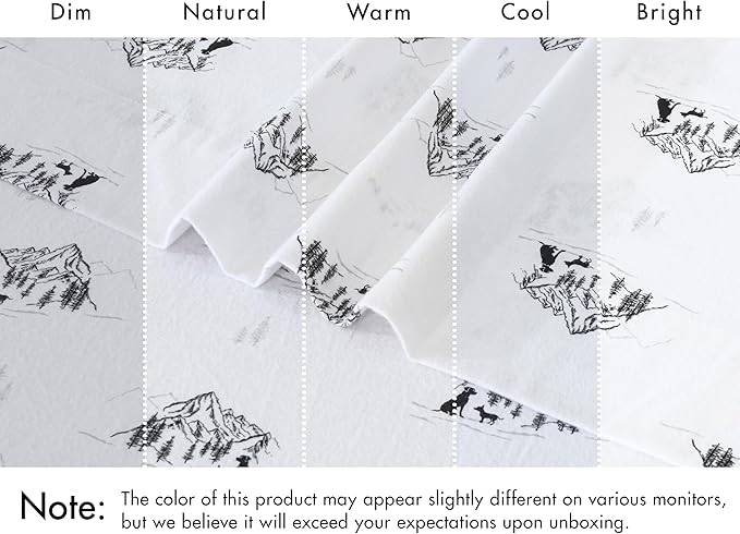 RUVANTI Flannel Sheets California King Size - 100% Cotton Brushed Cal King Bed Sheets Set - Deep Pockets 14 Inches - All Seasons Breathable & Extra Soft - Warm & Cozy, 4 Piece, Soul Dog White