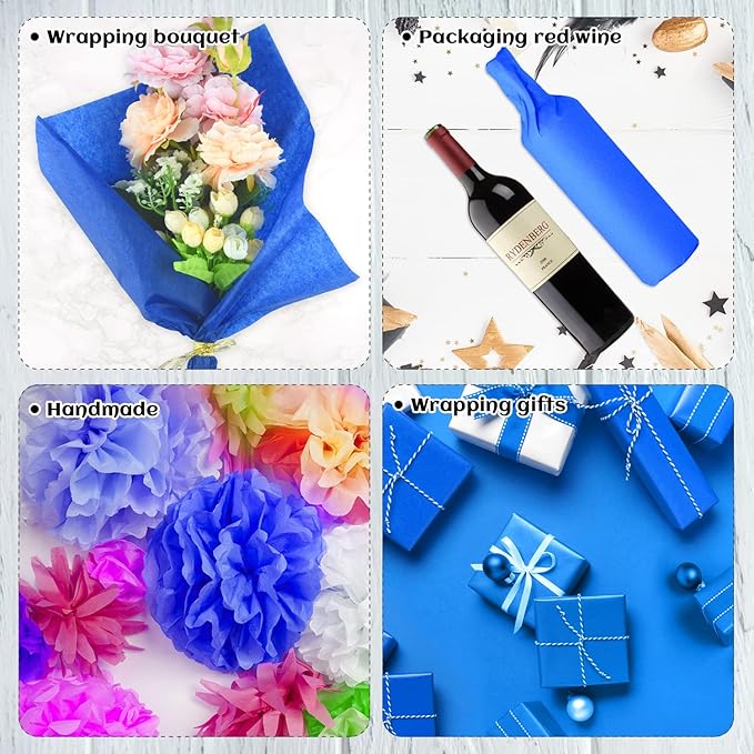 NEBURORA 120 Sheets Blue Tissue Paper - 14 x 20 Inches Navy Blue Wrapping Tissue for Gift Bags, Packaging, Floral Filler, Crafts, Birthday, Baby Shower, Wedding Decor