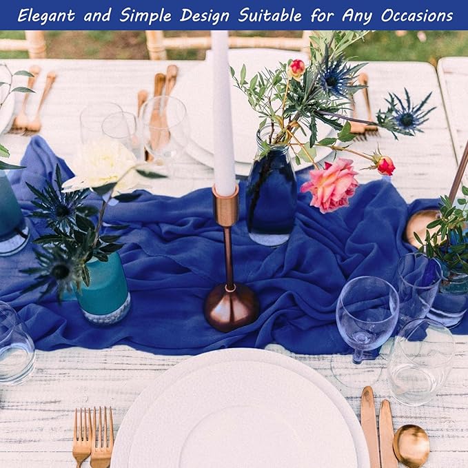 12 Pack Boho Gauze Table Runner - 35x72 Inch Royal Blue
