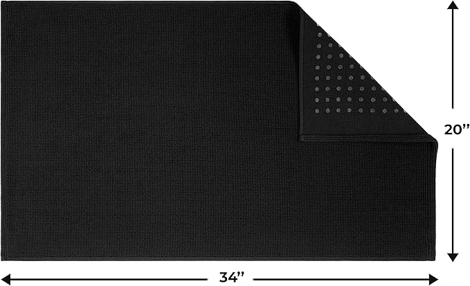 Cotton Paradise 100% Cotton Turkish Bathmat Rug, Soft Absorbent Quick Dry Non Slip, 20x34 Bathmat Rug, Coal Black