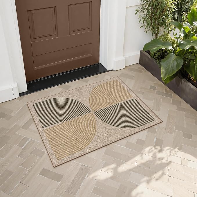 Lahome Enfys Rainbow 20"x32" Door Mat Indoor Entrance, Small Indoor Outdoor Door Easy Jute Rug, Farmhouse Neutral Non Slip Non Shedding Washable Kitchen Mats for Floor Entryway